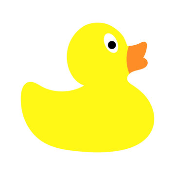 Rubber duck, ducky bath toy flat vector color icon for apps and websites