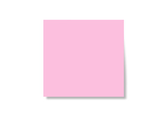 Isolated realistic pink square sticky post note as a reminder with soft shadows on transparent background. Illustration clipart images png