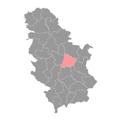 Obraz premium Pomoravlje district map, administrative district of Serbia. Vector illustration.