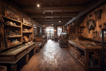 Naklejka premium Department store in the wild west. Historical reconstruction. Photorealistic illustration generative AI.