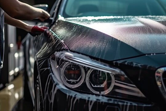 Car washing series : Cleaning the car with high pressure water