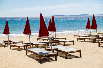 Empty sunbeds at the beach