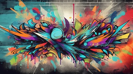 Abstract graffiti hipster on wall. Generative AI.
