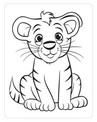 Cute Tiger, Tiger Vector, Tiger illustration, Jungle animals, Animals, Black and white, jungle Animals, Wild animals, Coloring pages, Back and white
