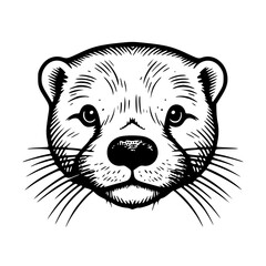 Otter head vector illustration isolated on transparent background