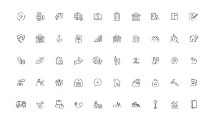 Energy and industry linear icons collection. Energy and industry line icons set. Vector illustrator.
