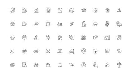 Energy and industry linear icons collection. Energy and industry line icons set. Vector illustrator.