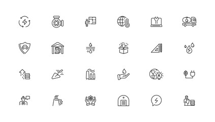 Energy and industry linear icons collection. Energy and industry line icons set. Vector illustrator.