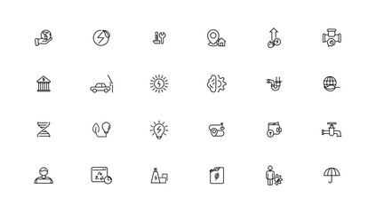 Energy and industry linear icons collection. Energy and industry line icons set. Vector illustrator.