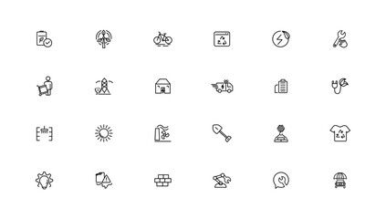 Energy and industry linear icons collection. Energy and industry line icons set. Vector illustrator.