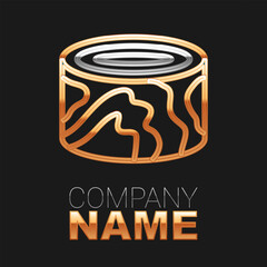 Line Wooden logs icon isolated on black background. Stack of firewood. Colorful outline concept. Vector