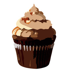 A drawing of a cupcake with cream on it. Cupcake, cake, dessert, sweet, cream, bakery