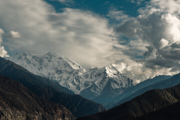 The Majestic Nanga Parbat also known as the killer mountain and the beautiful cloudy sky of summer
