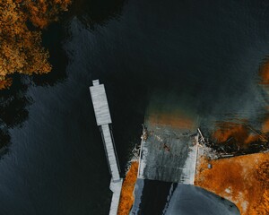 Drone view of the Wheatley Lake in Hot Springs National Park, Arkansas