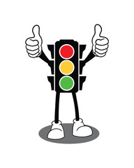 Fototapeta premium Cartoon illustration of traffic lights. Flat design and vector of traffic light icon