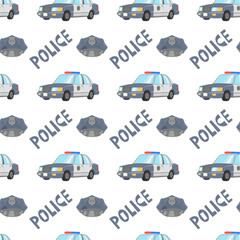 Pattern on the theme of the police, consisting of police paraphernalia
