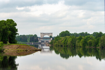 Fototapeta premium The Uglich River lock on the Volga river. Golden Ring of Russia