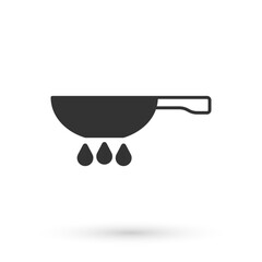 Grey Frying pan on fire icon isolated on white background. Fry or roast food symbol. Vector