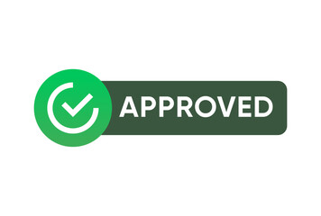 Approved banner with check mark icon vector design - obrazy, fototapety, plakaty