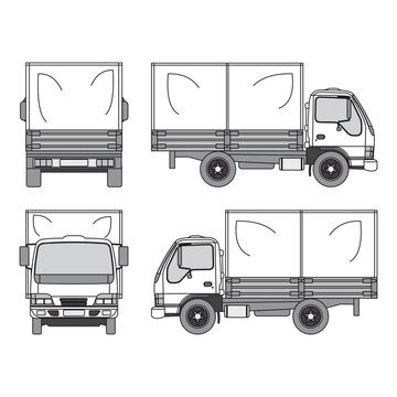 truck car outline, year 1997, isolated white background, part 2.