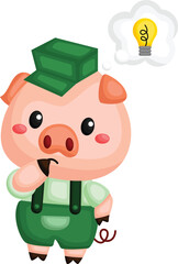 a vector of one of the pig in the three little pigs story