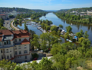 Fototapeta na wymiar View of river Vltava from Vysehrad in Prague,Czech republic,Europe 