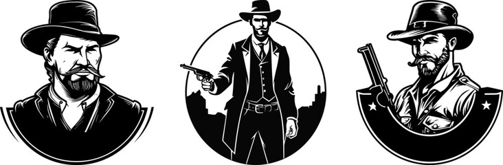 Cowboy Round Logo Vector Illustration