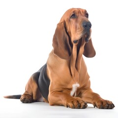 Bloodhound dog isolated on white background. Generative AI - obrazy, fototapety, plakaty