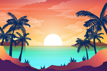 Fototapeta na wymiar beach Summer landscape Tropical landscape background