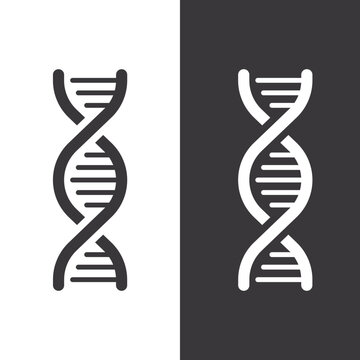 DNA Simple Icon. Research Or Test. Doctor Examines Human DNA. Genetic Science And Explore Gene Chromosome. Vector Illustration Isolated.