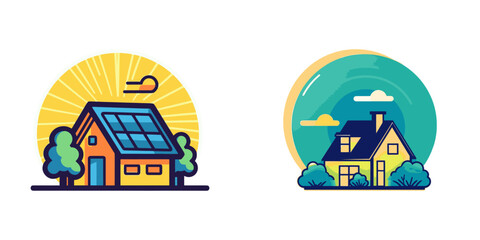 Fototapeta premium Cartoon house logo. Vector illustration.