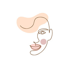 Obraz premium Stylized woman face. Modern one line art face. Woman beauty fashion minimalistic concept.