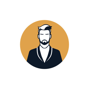 professional bearded man avatar profile picture with orange background vector illustration template design