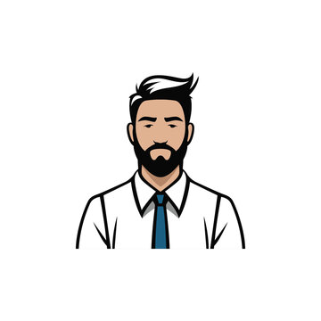 professional bearded man avatar profile picture with white shirt vector illustration template design