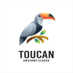 toucan gradient colorful logo design vector