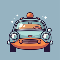 Cute children's cartoon illustration of a small car