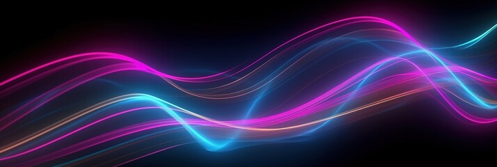 Fototapeta premium abstract futuristic background with pink blue glowing neon moving high speed wave lines and bokeh lights. Data transfer concept Fantastic wallpaper, Ai Generative