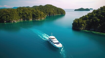 Set sail on a captivating yacht tour of exotic tropical islands, where you can immerse yourself in the beauty of pristine beaches. Generated by AI.