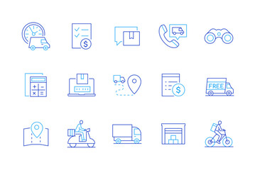Delivery and logistics - set of modern line design style icons