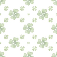leafy watercolor clovers leaves seamless pattern textile, leaf background, watercolor style