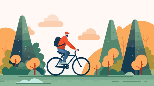 Daily life bike ride vector illustration