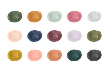 Hand painted watercolor dots, stain object. Isolated vector illustration. Graphic element. 