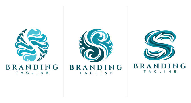 Luxury sea wave travel letter S logo design
