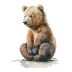 Baby bear watercolor clipart. Generative AI illustration