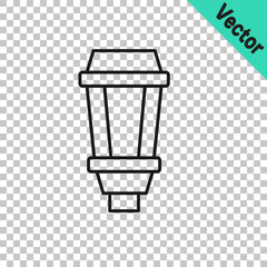 Obraz na płótnie Canvas Black line Garden light lamp icon isolated on transparent background. Solar powered lamp. Lantern. Street lamp. Vector
