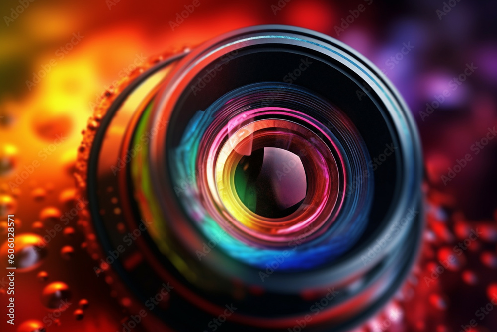 Poster  A conceptual image of a camera lens as a key, unlocking the secrets of the world through the art of photography.  Generative AI technology.