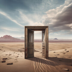 Open door in the middle of the desert - Generative AI
