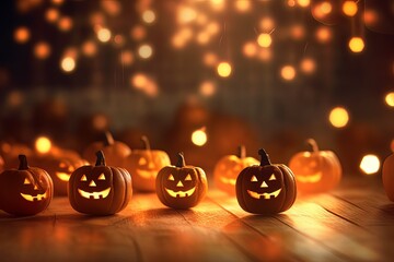 halloween background with pumpkins made with generative ai