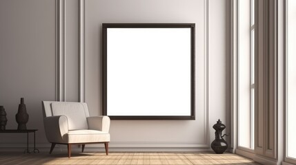 Fototapeta premium White poster on the wall