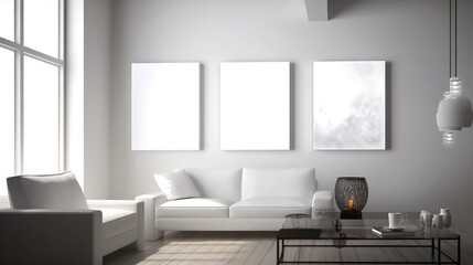 blank poster mock up on the wall of room